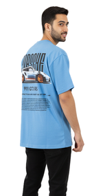 Porsche 911 GT3 RS Graphic Tee – Blue Oversized T-Shirt